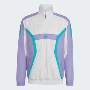 Adidas Retro Training Half Zip Track Top In White And Purple